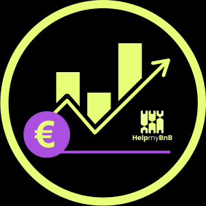 Grafik mit Wachstumsdiagramm und Euro-Symbol, zeigt finanzielle Entwicklung für HelpmyBnB.