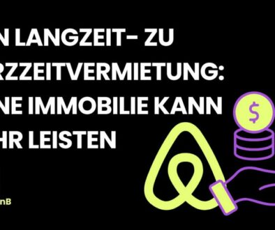 Grafik zur Immobilienvermietung mit Symbolen für Langzeit- und Kurzzeitvermietung, Geld und Hand. Hilfreich für Vermieter.